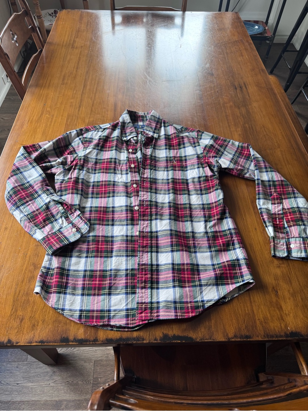 Ralph Lauren Red, White & Green Plaid Button-Down Shirt
